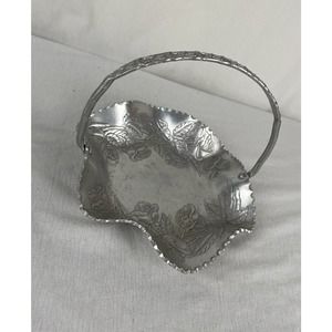 Farber & Shlevin Hand Wrought Hammered Aluminum Floral Roses Basket. Vintage